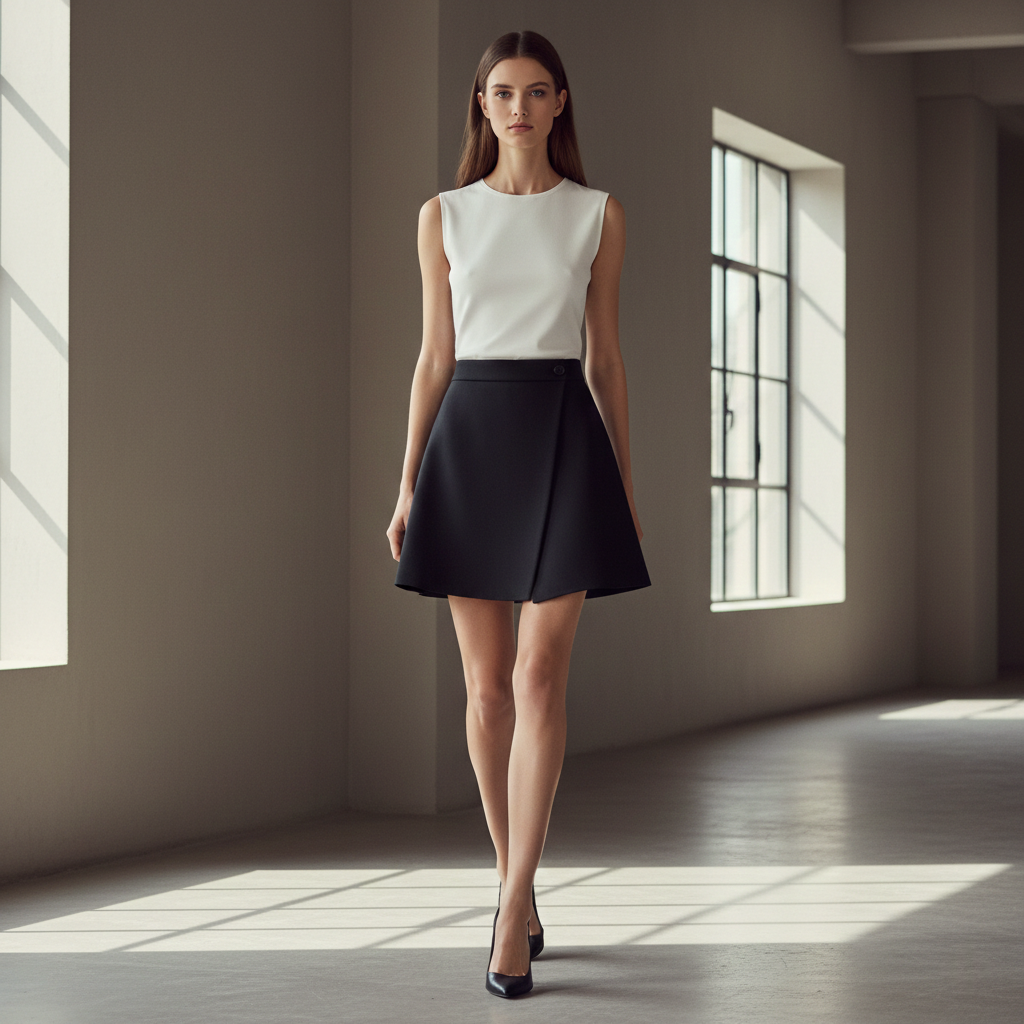 BLACK ASYMMETRIC SKORT