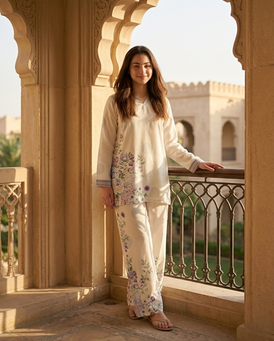Soft Floral Printed Relaxed Lounge Co-Ord Set