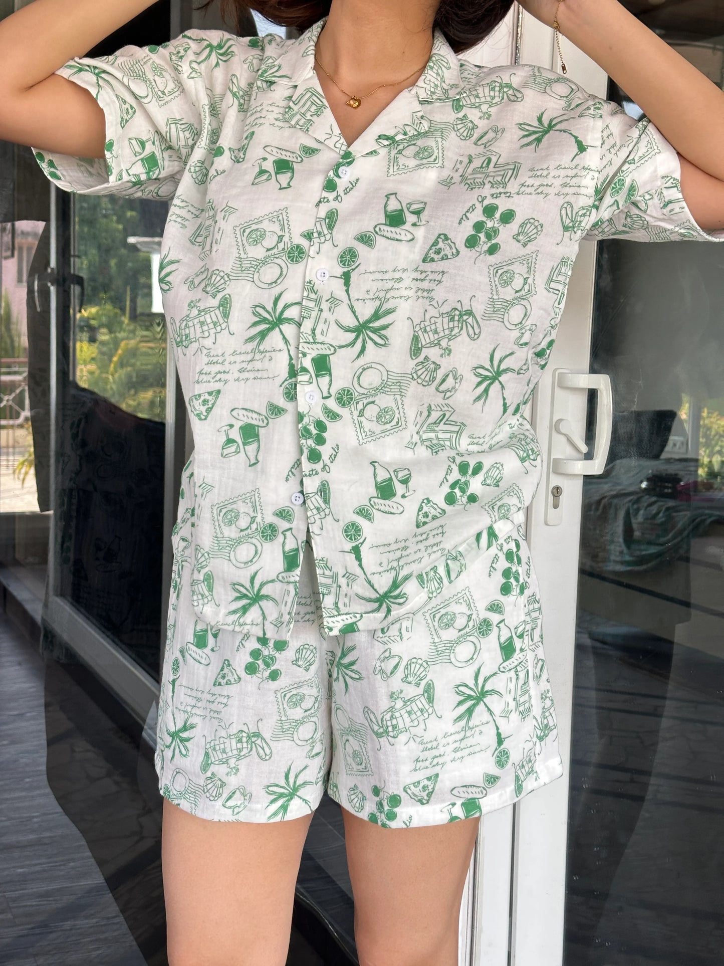 Palm Tree Shorts Set