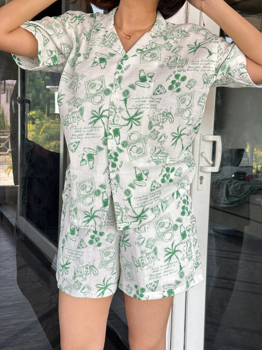 Palm Tree Shorts Set