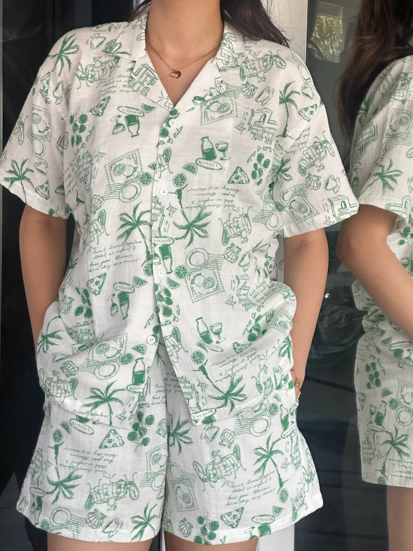 Palm Tree Shorts Set