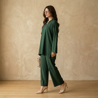 Forest Green Luxe Co-ord Set – Timeless Minimal Elegance