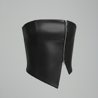 FAUX BLACK  LEATHER BANDEAU CROP TOP