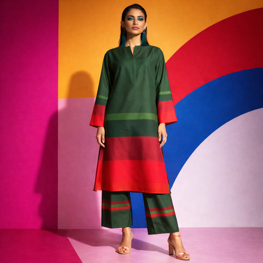 Emerald Contrast Kurta Set – Bold Color, Modern Grace