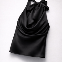SATIN HALTER TOP WITH BOW DETAIL