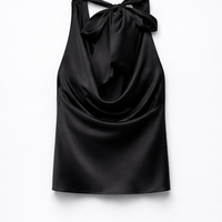 SATIN HALTER TOP WITH BOW DETAIL