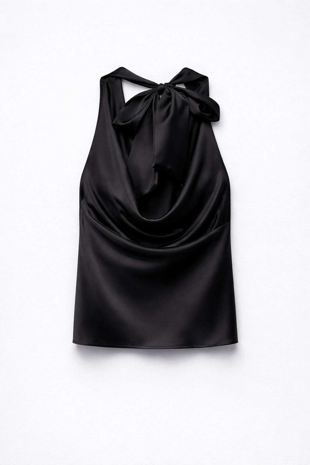 SATIN HALTER TOP WITH BOW DETAIL