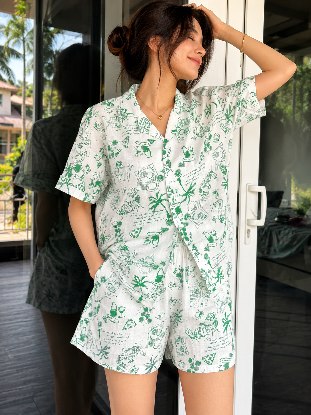 Palm Tree Shorts Set