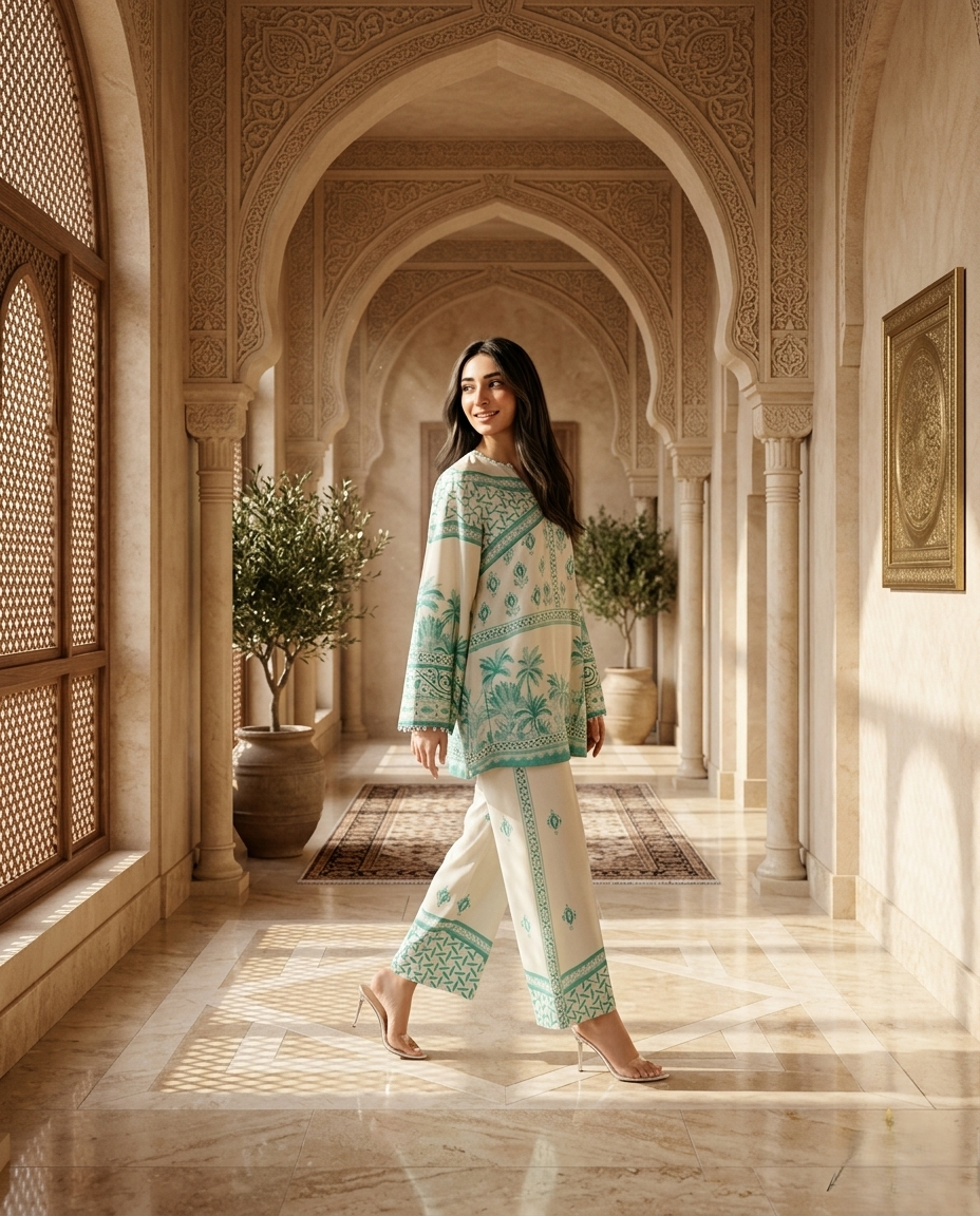 Mint Breeze Printed Co-Ord Set