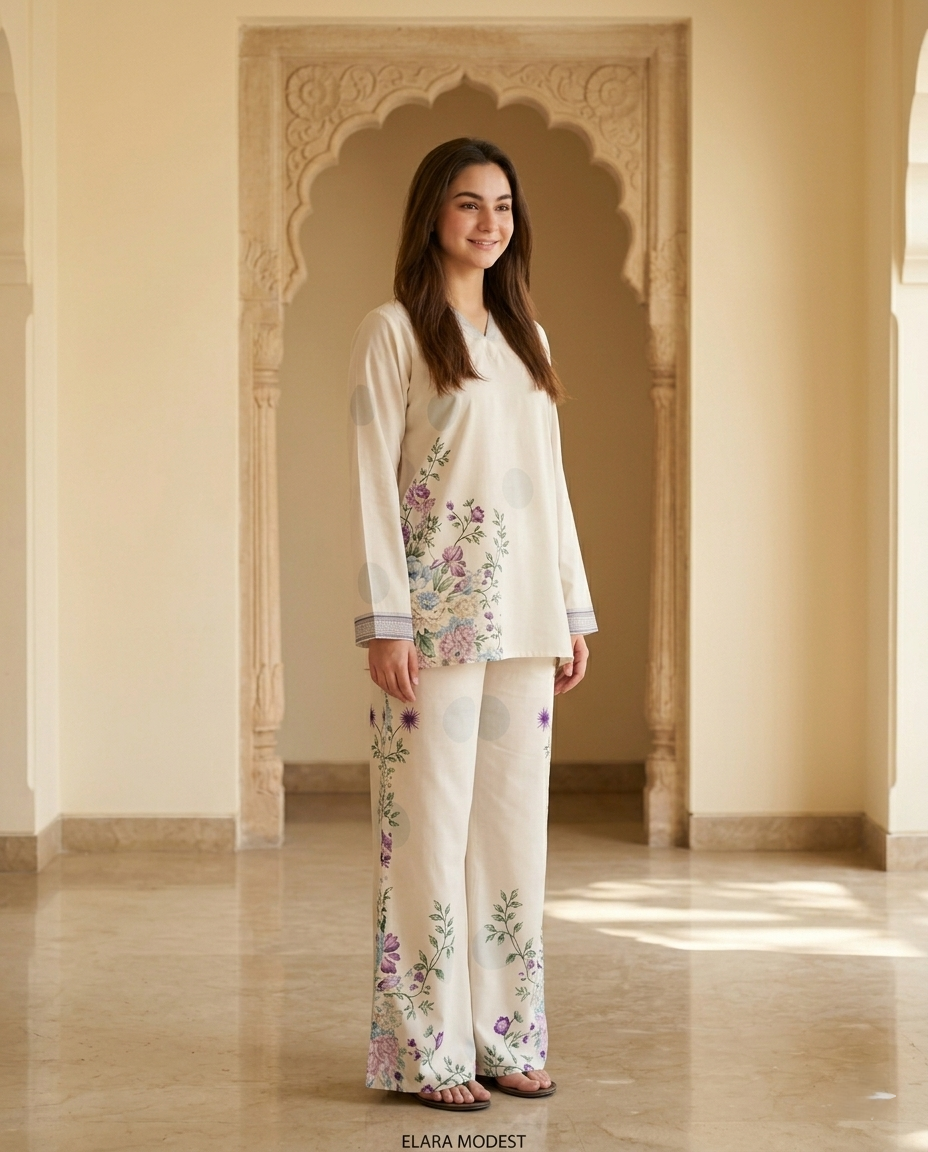 Soft Floral Printed Relaxed Lounge Co-Ord Set