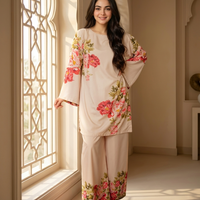 Blush Floral Printed Elegant Co-Ord Set