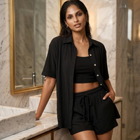 Jet Black Ribbed 3-Piece Co-Ord Set
