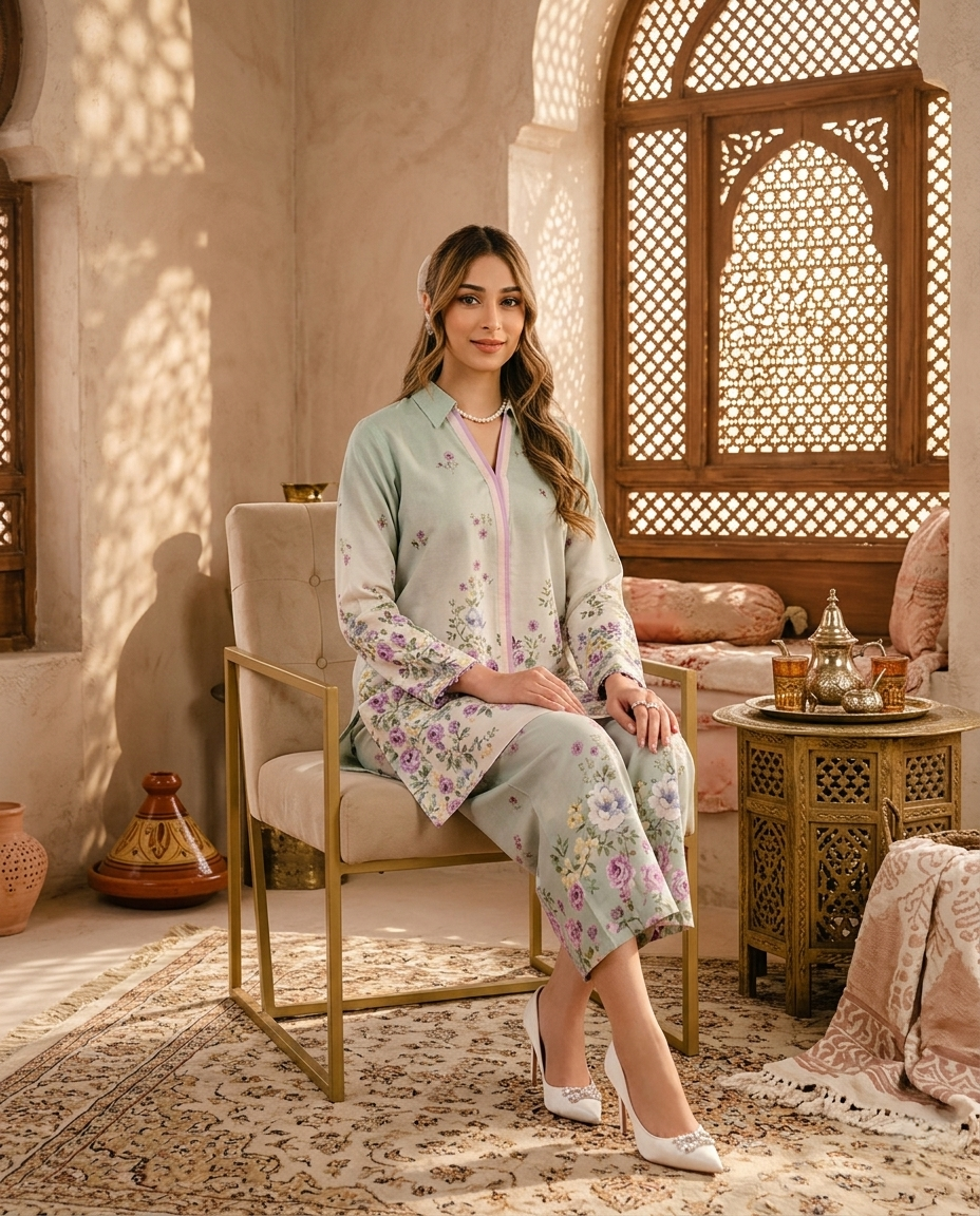 Pastel Floral Printed Elegant Co-Ord Set