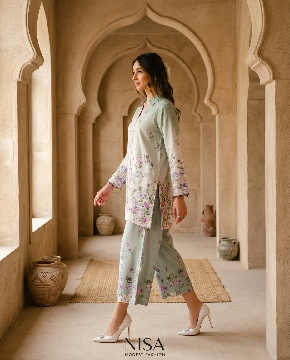 Pastel Floral Printed Elegant Co-Ord Set