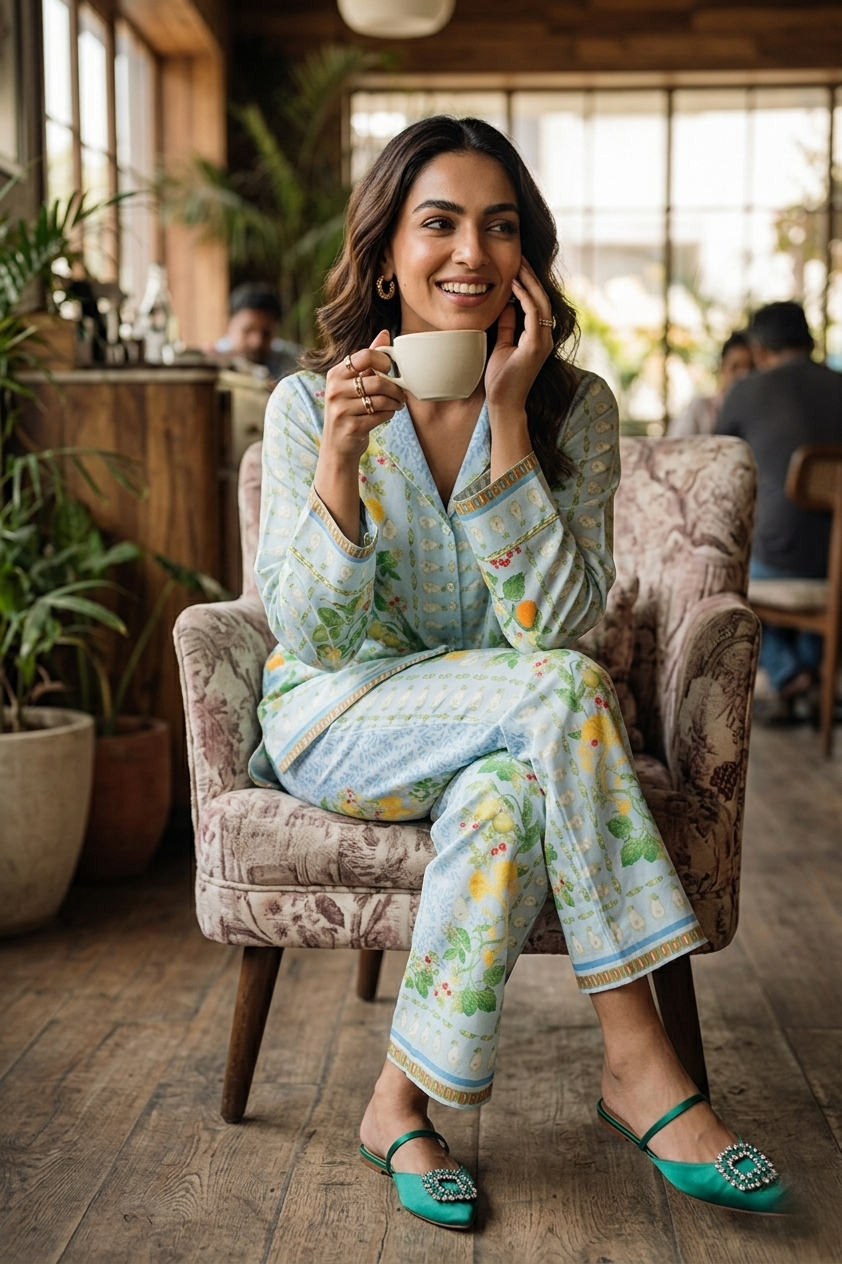 Mint Bloom Printed Co-ord Set