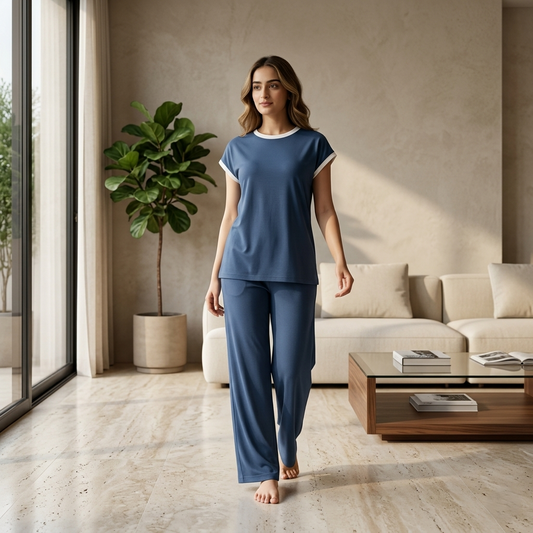Soft Blue Lounge Co-ord Set – Everyday Comfort with Effortless Style