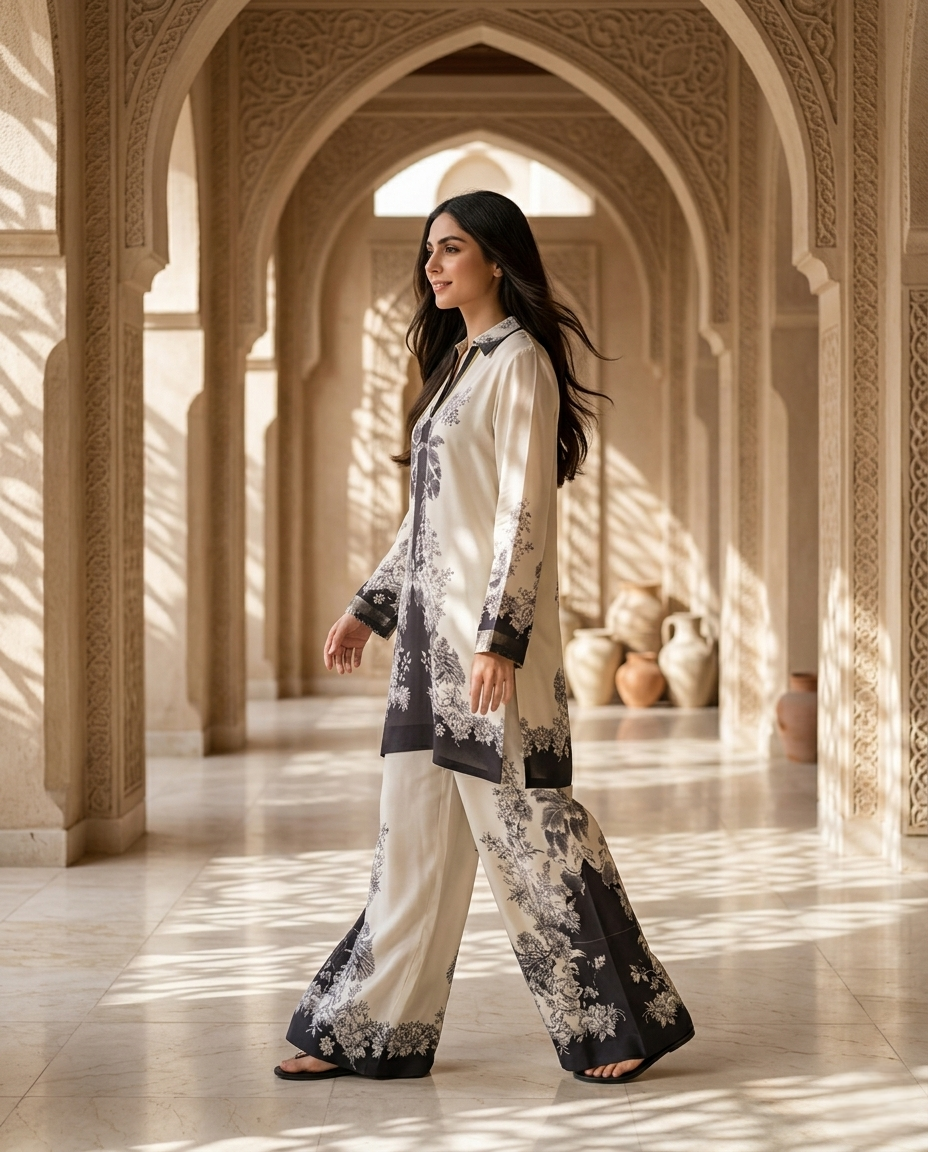 Ivory Noir Printed Co-Ord Set