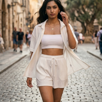 Ivory Breeze Ribbed 3-Piece Co-Ord Set