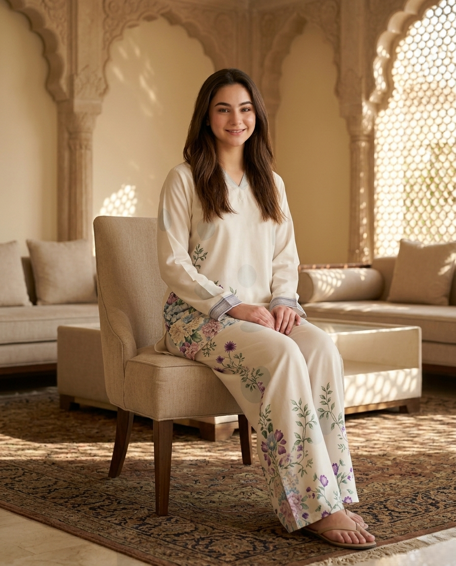 Soft Floral Printed Relaxed Lounge Co-Ord Set