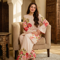 Blush Floral Printed Elegant Co-Ord Set