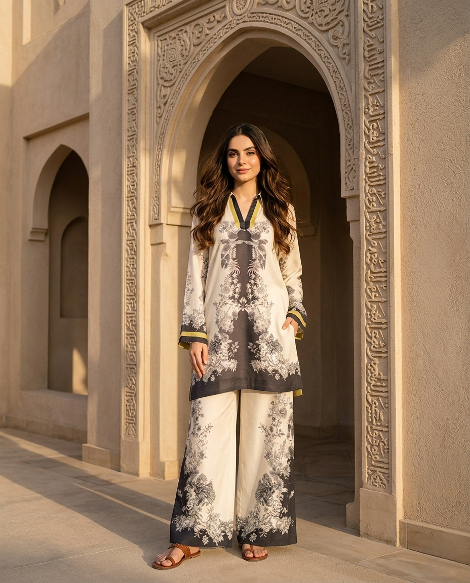 Ivory Noir Printed Co-Ord Set