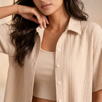 Sand Beige Ribbed 3-Piece Co-Ord Set