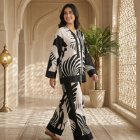Monochrome Abstract Printed Relaxed Co-Ord Set