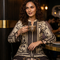 Ivory Noir Printed Co-Ord Set
