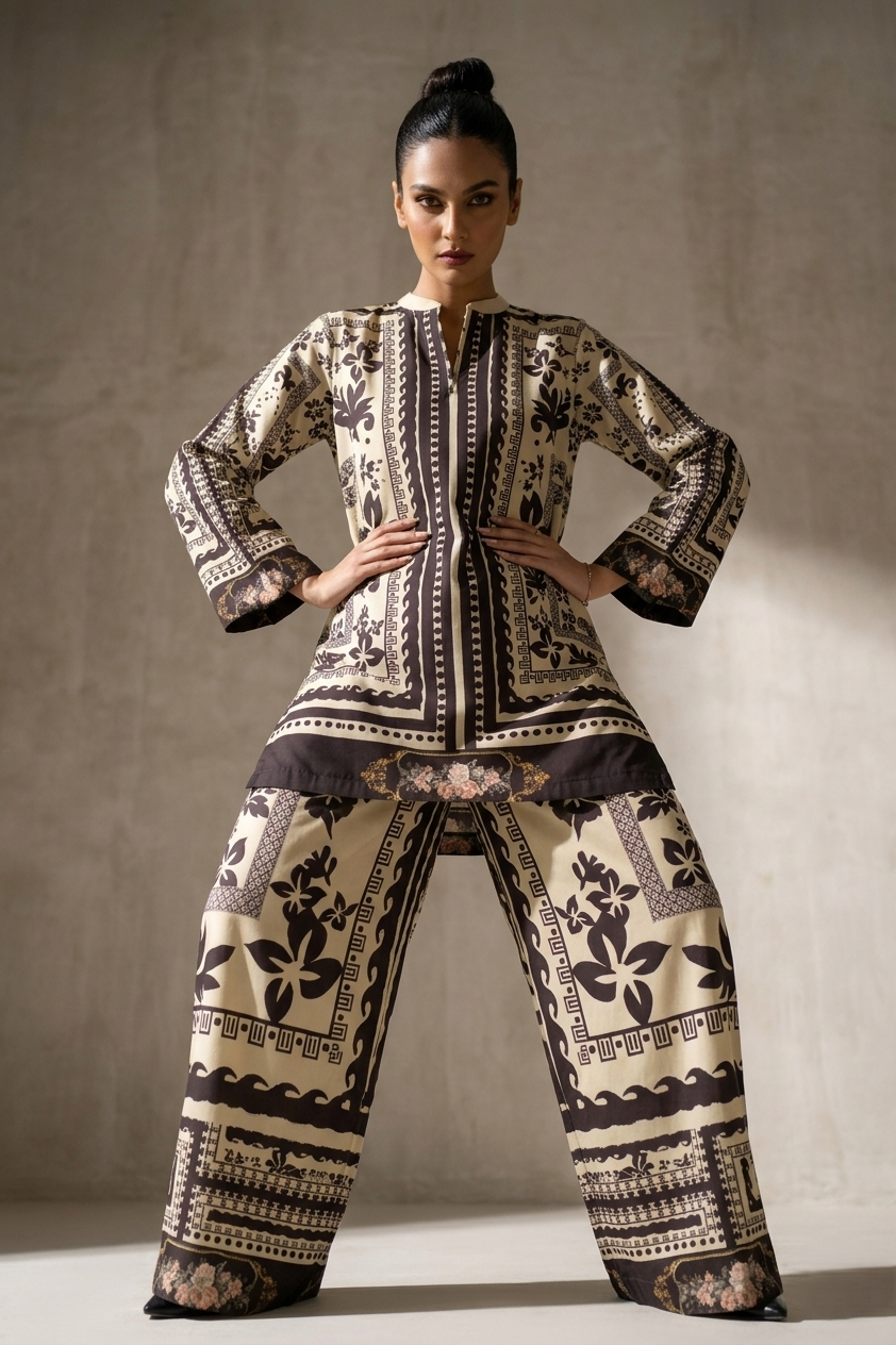 Ivory Noir Printed Co-Ord Set