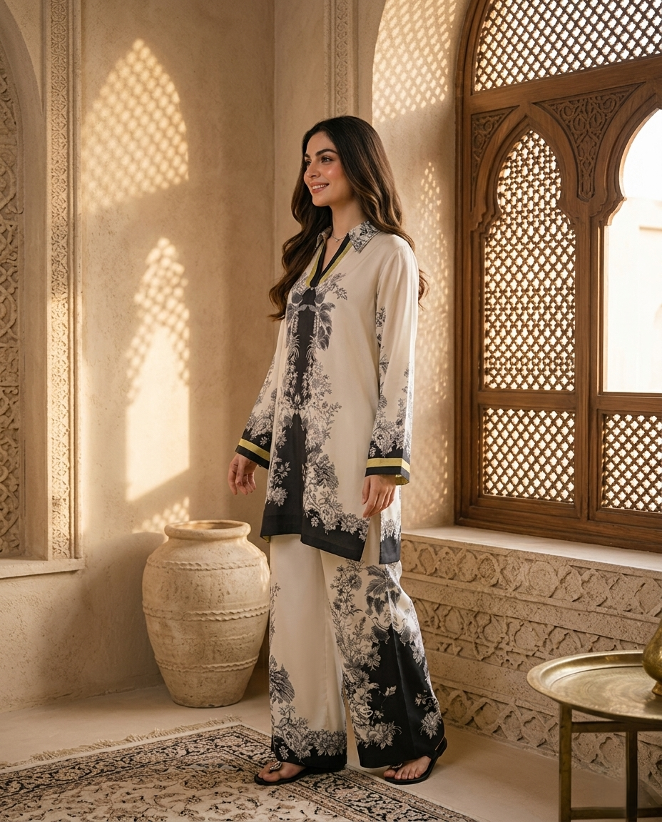 Ivory Noir Printed Co-Ord Set