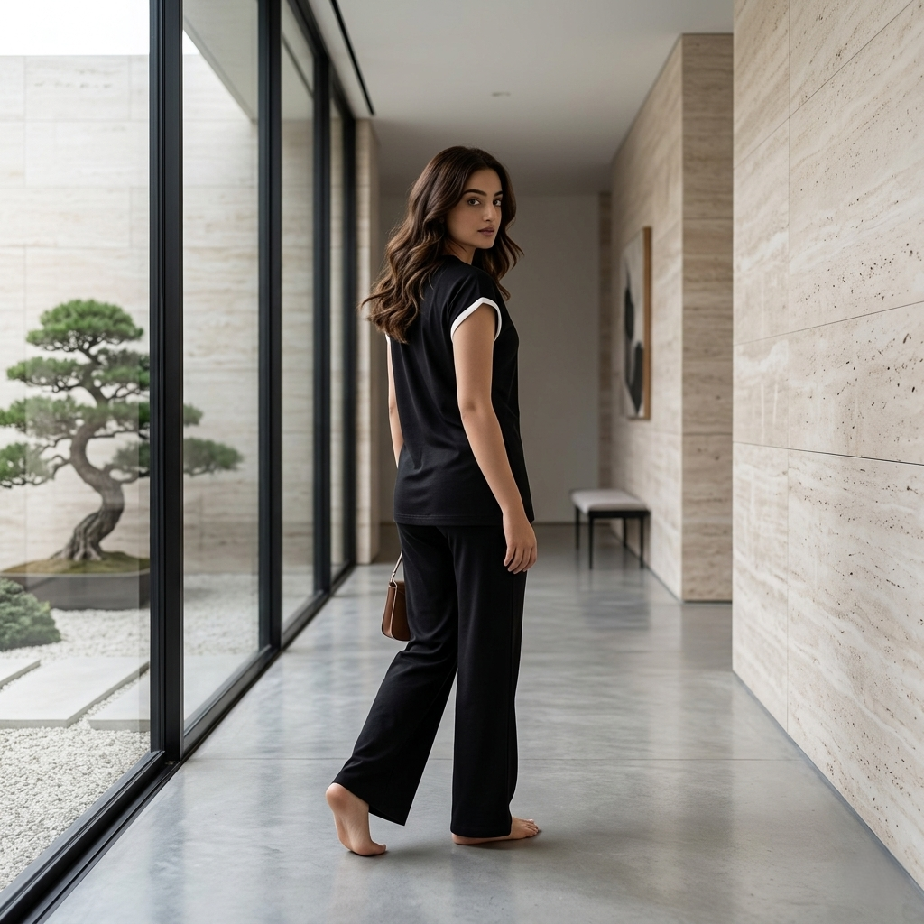 Classic Black Lounge Co-ord Set – Minimal Comfort, Everyday Elegance