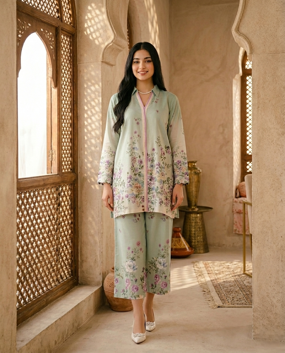 Pastel Floral Printed Elegant Co-Ord Set