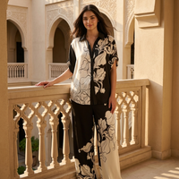 Monochrome Floral Printed Co-Ord Lounge Set