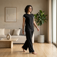 Classic Black Lounge Co-ord Set – Minimal Comfort, Everyday Elegance