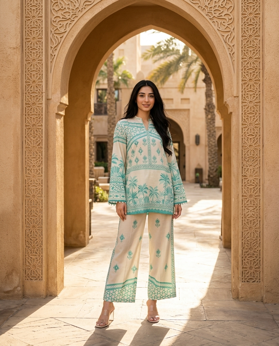Mint Breeze Printed Co-Ord Set