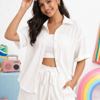 Ivory Breeze Ribbed 3-Piece Co-Ord Set