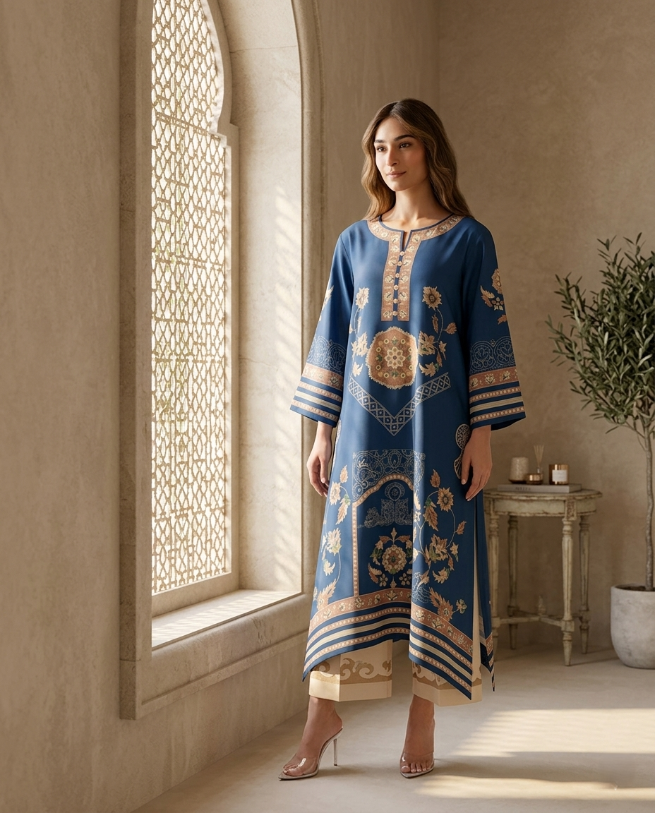 Royal Blue Embroidered Kurta Set