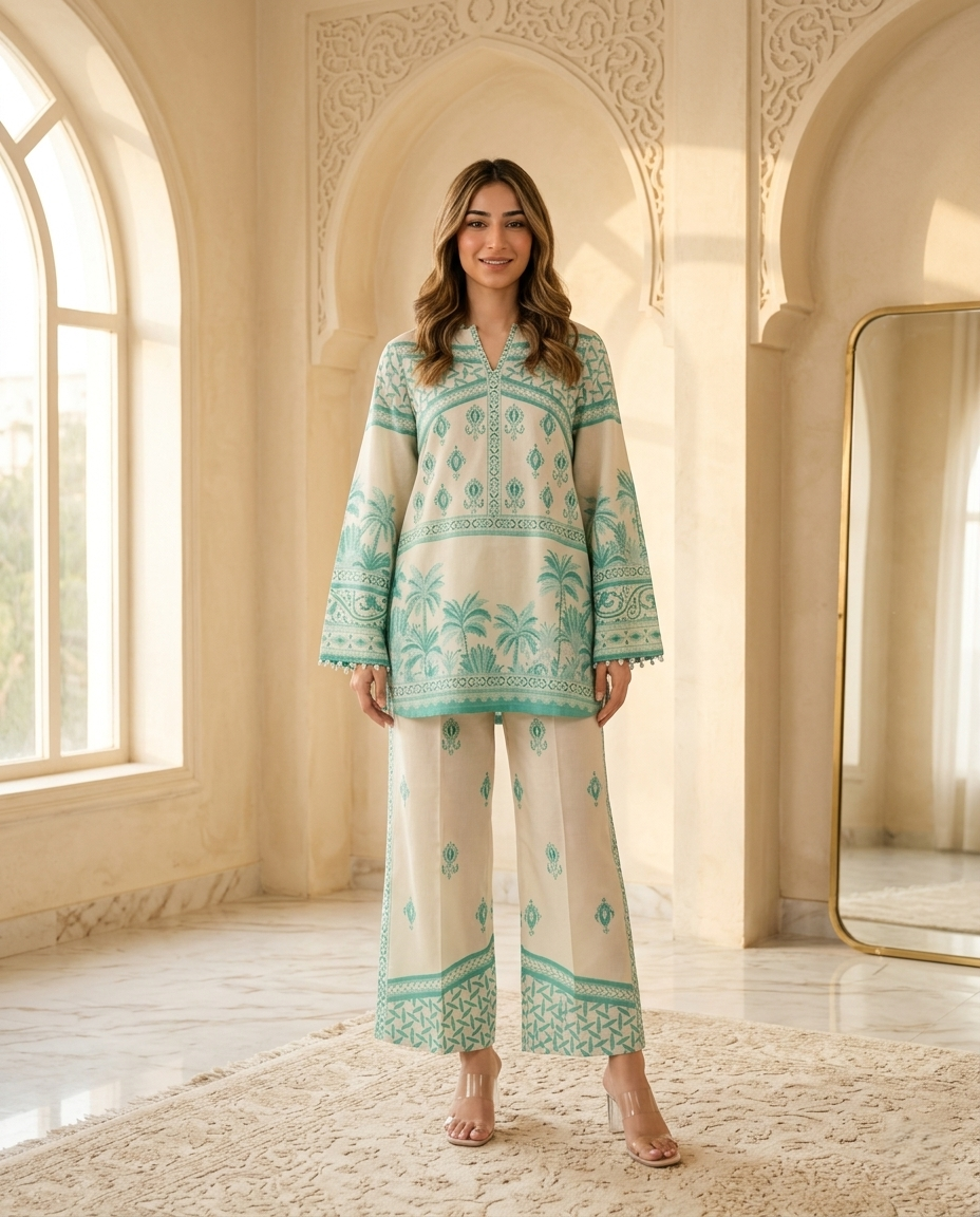 Mint Breeze Printed Co-Ord Set