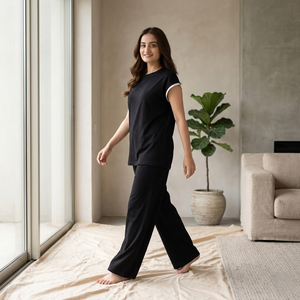Classic Black Lounge Co-ord Set – Minimal Comfort, Everyday Elegance