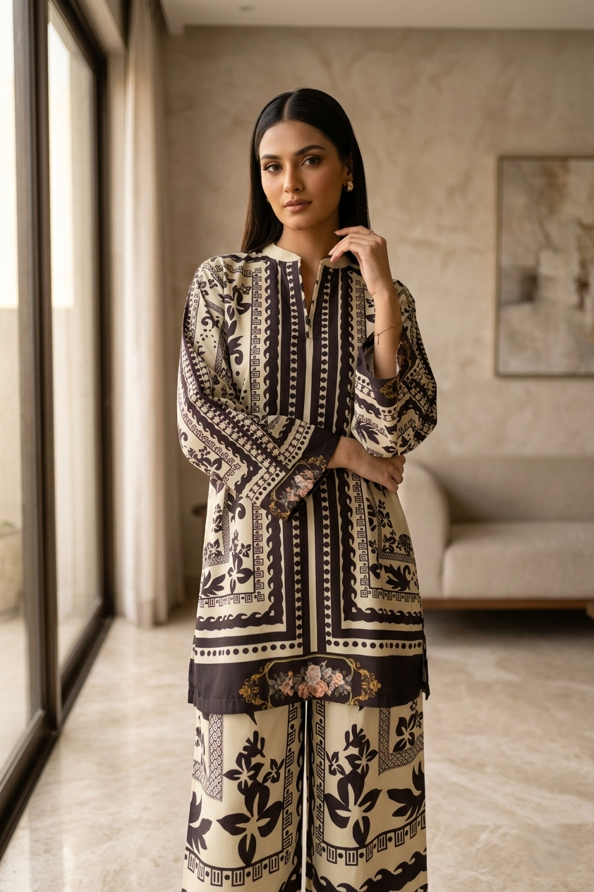 Ivory Noir Printed Co-Ord Set