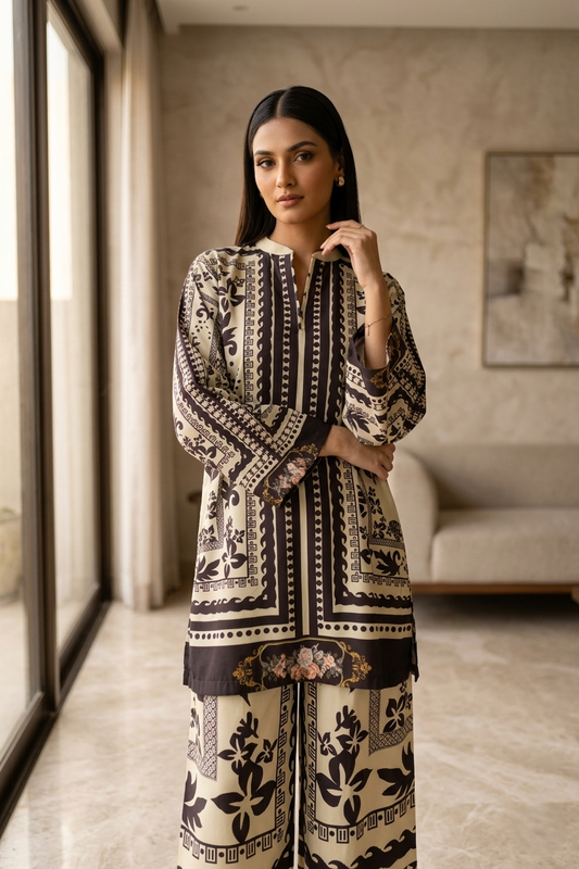 Ivory Noir Printed Co-Ord Set