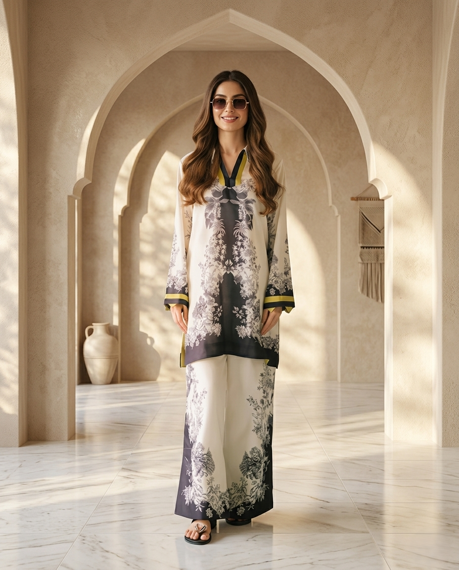 Ivory Noir Printed Co-Ord Set