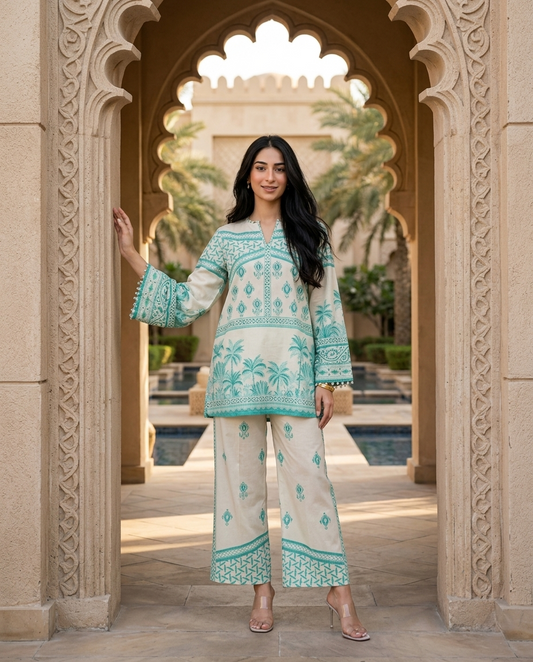 Mint Breeze Printed Co-Ord Set