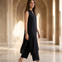 Classic Black Sleeveless Relaxed Co-Ord Set