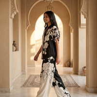 Monochrome Floral Printed Co-Ord Lounge Set