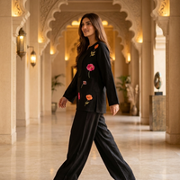 Midnight Bloom Embroidered Co-Ord Set