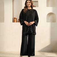 Elegant Black Embroidered Relaxed Co-Ord Set
