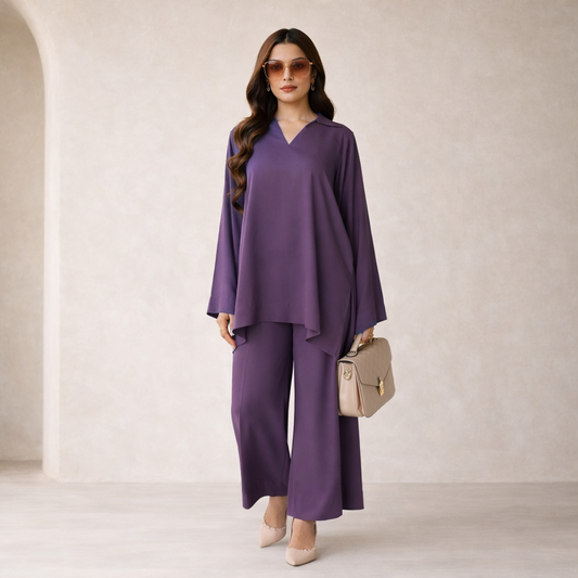 Plum Luxe Flow Co-ord Set – Effortless Elegance in Motion