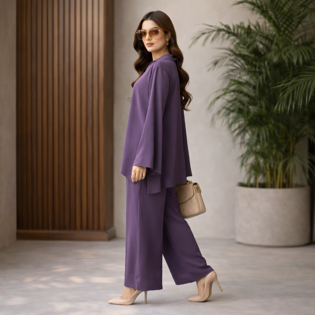 Plum Luxe Flow Co-ord Set – Effortless Elegance in Motion