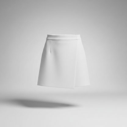 WHITE ASYMMETRIC SKORT